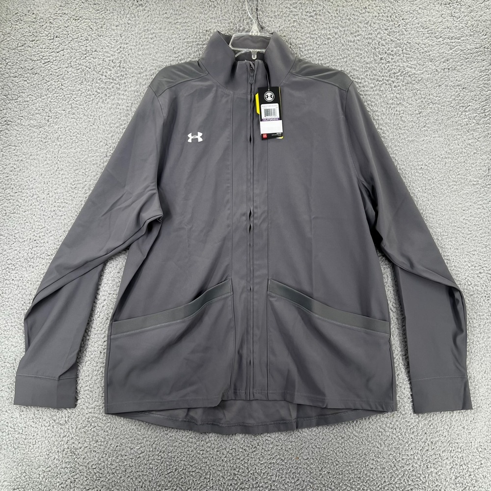 Under Armour Pre-Game Woven Jacket‎ Womens 2XL Loose Fit Gray Soft Stretch